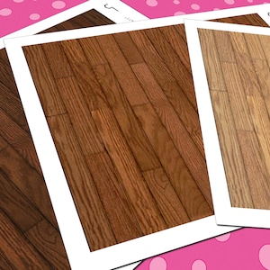 Dollhouse Flooring, 1:6 Scale, 3 Seamless Narrow Plank Ash Hardwood Miniature Floor Patterns in 3 Colors, Printable PDF