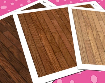 Dollhouse Flooring, 1:6 Scale, 3 Seamless Narrow Plank Ash Hardwood Miniature Floor Patterns in 3 Colors, Printable PDF