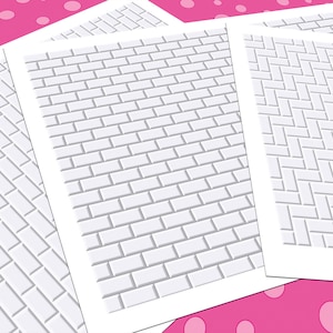 Dollhouse Wallpaper, 1:6 Scale, 36 Subway Tile Simple Miniature Floor Patterns, Printable PDF
