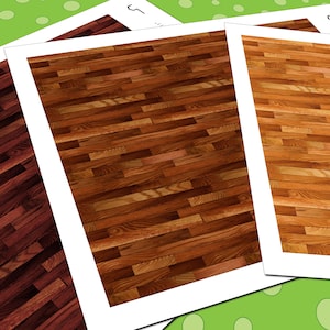 Lundby Dollhouse Hardwood Flooring, 1:18 Scale, 3 Seamless Narrow Poplar Wood Miniature Floor Patterns in 3 Colors, Printable PDF
