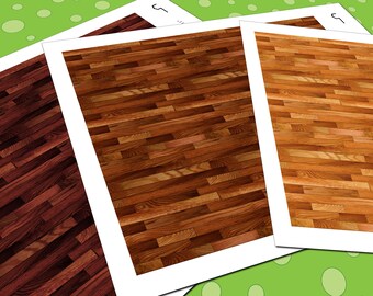 Lundby Dollhouse Hardwood Flooring, 1:18 Scale, 3 Seamless Narrow Poplar Wood Miniature Floor Patterns in 3 Colors, Printable PDF