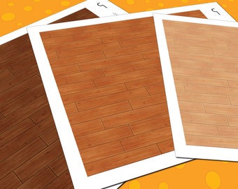 Dollhouse Hardwood Flooring, 1:12 Scale, 3 Seamless Wide Pine Wood Planks Miniature Floor Patterns in 3 Colors, Printable PDF