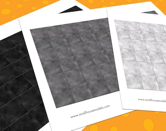 Dollhouse Flooring, 1:12 Scale, 3 Repeating Marbled Linoleum Miniature Floor Patterns, Printable PDF