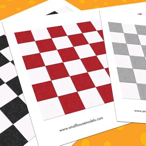 Dollhouse Flooring, 1:12 Scale, 3 Repeating Checkered Linoleum Miniature Floor Patterns, Printable PDF