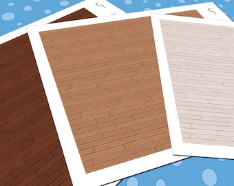 Dollhouse Flooring, 1:24 Half Scale, 3 Seamless Cedar Wood Decking Miniature Floor Patterns in 3 Colors, Printable PDF