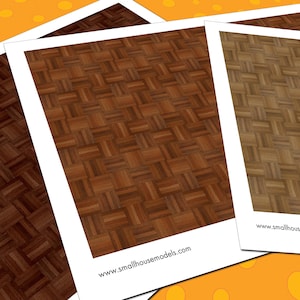 Dollhouse Flooring, 1:12 Scale, 3 Seamless Parquet Hardwood Miniature Floor Patterns in 3 Colors, PDF imprimable