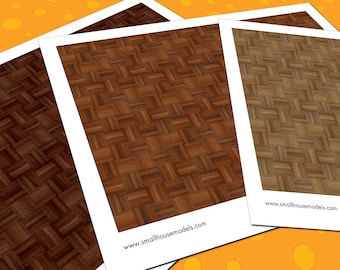 Dollhouse Flooring, 1:12 Scale, 3 Seamless Parquet Hardwood Miniature Floor Patterns in 3 Colors, Printable PDF
