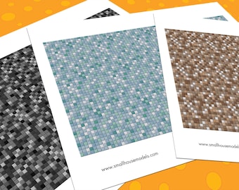 DOLLHOUSE TILE Flooring 3 différents modèles de revêtements de sol miniatures modernes 1 12 mini revêtements de sol feuille imprimable - téléchargement immédiat PDF