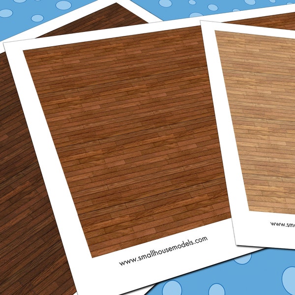 Dollhouse Flooring, 1:24 Half Scale, 3 Seamless Narrow Plank Ash Hardwood Miniature Floor Patterns in 3 Colors, Printable PDF
