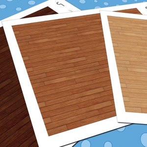 Dollhouse Hardwood Flooring, 1:24 Half Scale, 3 Seamless Cherry Wide Wood Planks Miniature Floor Patterns in 3 Colors, Printable PDF