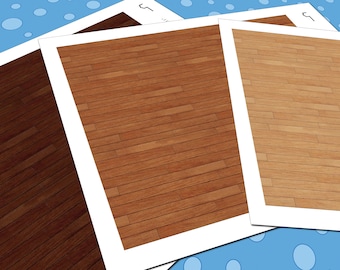 Dollhouse Hardwood Flooring, 1:24 Half Scale, 3 Seamless Cherry Wide Wood Planks Miniature Floor Patterns in 3 Colors, Printable PDF