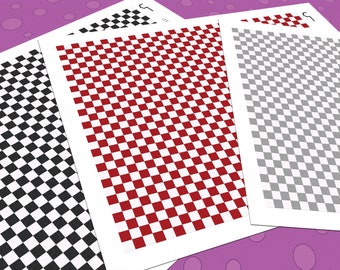 Dollhouse Flooring, 1:48 Quarter Scale, 3 Repeating Checkered Linoleum Miniature Floor Patterns, Printable PDF