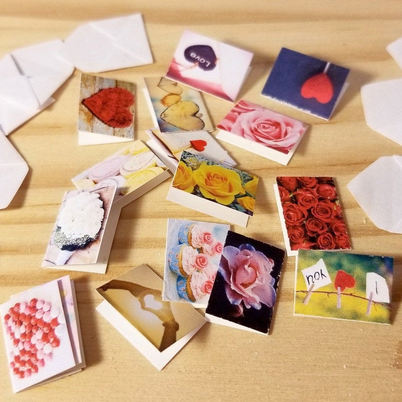Dollhouse Valentines Day Cards Set of 4 Miniature Valentine Etsy