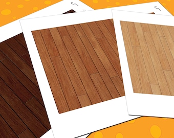 Dollhouse Hardwood Flooring, 1:12 Scale, 3 Seamless Cherry Wide Wood Planks Miniature Floor Patterns in 3 Colors, Printable PDF