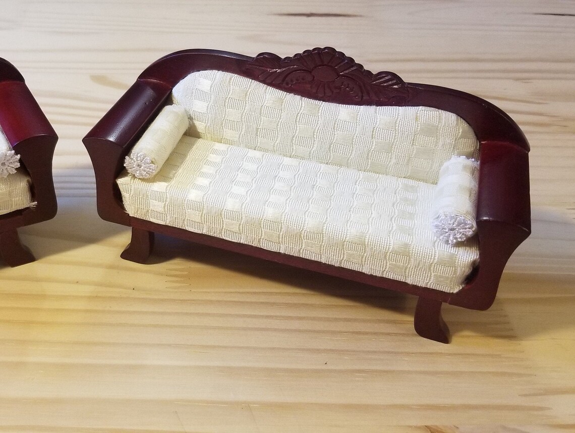 Vintage Dollhouse Living Room Set Sofa Couch Arm chair and Etsy