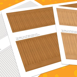 Dollhouse Wallpaper, 9 Beadboard Miniature Patterns, 1:12 Scale, Printable PDF
