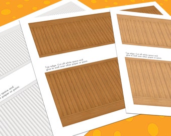 Dollhouse Wallpaper, 9 Beadboard Miniature Patterns, 1:12 Scale, Printable PDF