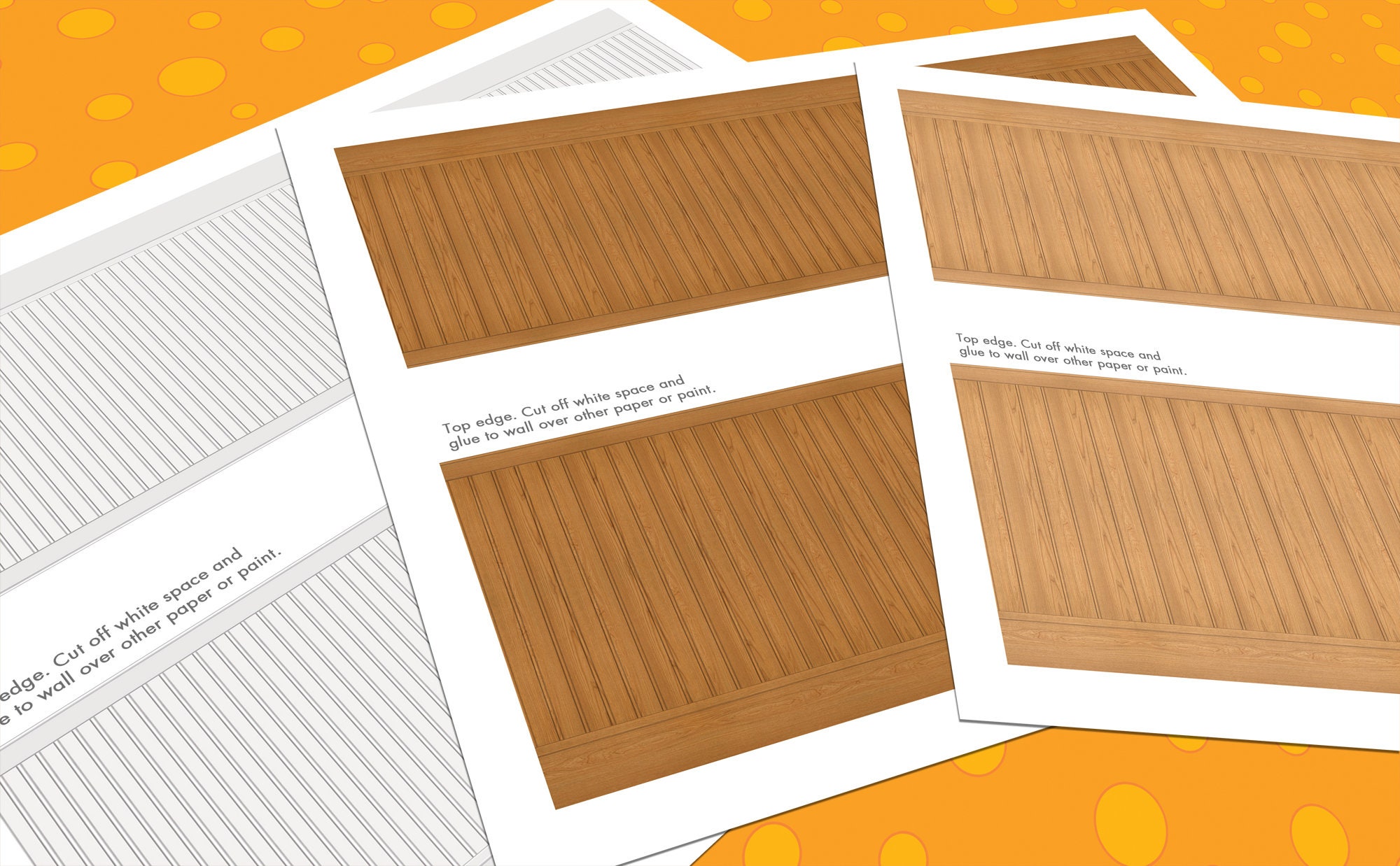 Dollhouse Wallpaper, 9 Beadboard Miniature Patterns, 1:12 Scale ...