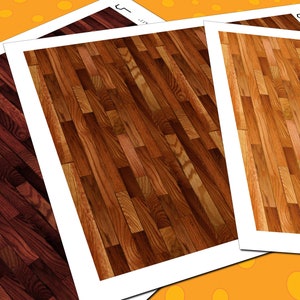 Plancher de bois franc Dollhouse, échelle 1:12, 3 modèles de sol miniatures en bois de peuplier étroit sans couture en 3 couleurs, PDF imprimable