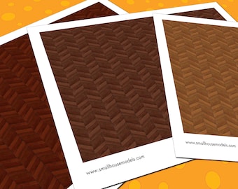 Dollhouse Flooring, 1:12 Scale, 3 Seamless Parquet Hardwood Miniature Floor Patterns in 3 Colors, Printable PDF