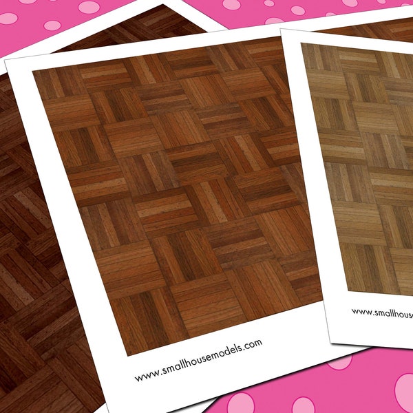 Wood Floor Printable Dollhouse Floor Patterns, Stained Wood Downloadable Dollhouse Flooring, Miniature 3 Color Wood Floor Printable PDF