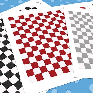 Dollhouse Flooring, 1:24 Half Scale, 3 Repeating Checkered Linoleum Miniature Floor Patterns, Printable PDF