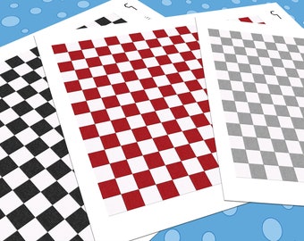 Dollhouse Flooring, 1:24 Half Scale, 3 Repeating Checkered Linoleum Miniature Floor Patterns, Printable PDF