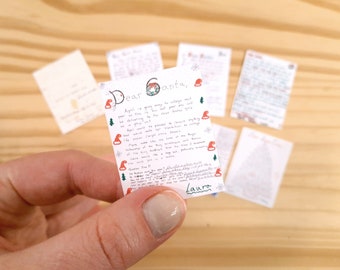 Mini Santa Letters for Fashion Dolls | Set of 8 Miniature Christmas Letters | Holiday Decor | 1:6 Scale