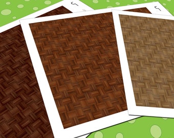 Lundby Dollhouse Flooring, 1:18 Scale, 3 Seamless Parquet Wood Miniature Floor Patterns in 3 Colors, Printable PDF