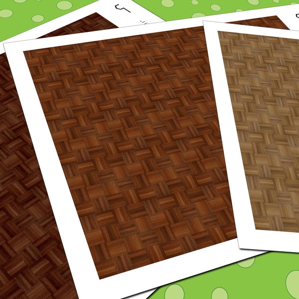Lundby Dollhouse Flooring, 1:18 Scale, 3 Seamless Parquet Wood Miniature Floor Patterns in 3 Colors, Printable PDF
