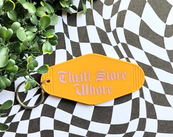 Thrift Store Keychain, Motel Key Chain, Motel Room Keychain, Motel Keychain, Trendy Keychain, Keychain Gift, Room Keychain, Funny Keychain