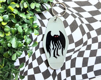 Mothman Keychain, Motel Key Chain, Motel Room Keychain, Motel Keychain, Trendy Keychain, Keychain Gift, Room Keychain, Mothman, Cryptid,Gift