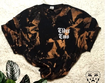 Elder Emo Bleach Splatter Graphic T-Shirt