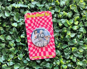 Beetlejuice Pin, Pinback Button, Jacket Pin, Funny Pin, Jacket Button, Beetlejuice, Ghost With the Most, Juice is Loose, Movie Button, Gift