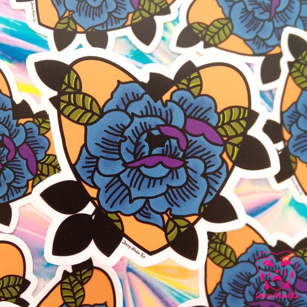 Flower Sticker, Floral Sticker, Waterbottle Decal, Rose Sticker, Neo Trad Flower, Neo Trad Sticker, Tattoo Sticker, Tattoo Art, Alt Fashion