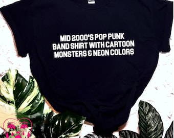 Mid 2000's Pop Punk Band Shirt, Cartoon Monsters & Neon