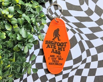 Bigfoot Keychain, Motel Key Chain, Motel Room Keychain, Motel Keychain, Funny Key Chain, Trendy Keychain,Keychain Gift,Room Keychain,Bigfoot