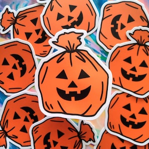 Pumpkin Leaf Bag Sticker, Leaf Bag Sticker, Pumpkin Sticker, Halloween Sticker, Halloween, Pumpkin Bag Sticker, 90s Nostalgia, 90s Halloween