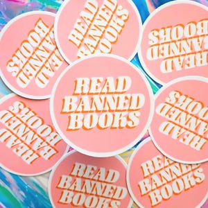 Read Banned Books, Book Sticker, Banned Books Decal, Banned Books, Library Sticker, Water Bottle Decal, Car Sticker, Car Decal, Librarian