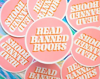 Read Banned Books, Book Sticker, Banned Books Decal, Banned Books, Library Sticker, Water Bottle Decal, Car Sticker, Car Decal, Librarian