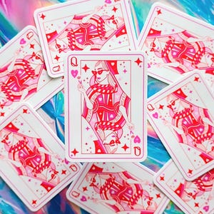 Queen Sticker, Queen Decal, Playing Card, Playing Card Decal, Pink Sticker, Car Decal, Car Sticker, Waterbottle Decal, Water Bottle Sticker