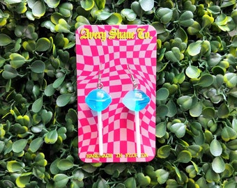 Lollipop Earrings, 90s Aesthetic, 90s Earrings, Trendy Earrings, Trending, Accessories, Candy Earrings, Sucker Earrings, Candy, Blue, Gift