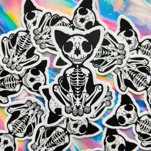 Cat Skeleton Sticker, Cat Sticker, Skeleton Sticker, Waterbottle Decal, Cute Sticker, Spooky Sticker, Cat Decal, Water Bottle Sticker, Cute