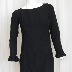 1960s Mod Mini Dress: Vintage Youth Guild Black Crepe, Made in USA, Extra Small