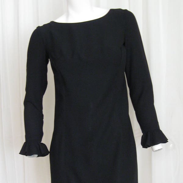 MOD MINI 1960s vintage Youth Guild black crepe dress made in USA size extra small