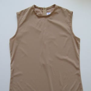 Tan sleeveless top 1960s vintage Caper-Mates stretch knit size S-M