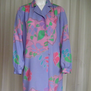 MOD PRINT SHIRTDRESS 1970s-80s vintage Tanner purple-multi shift size small