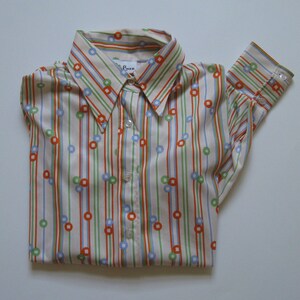 1970s Pastel Rainbow Stripe Disco Shirt - Size 34