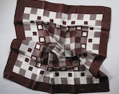 CHECKERED SCARF 1970-80s vintage Echo silk-blend scarf brown and ecru