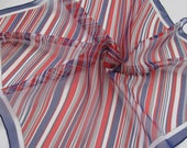 BURMEL STRIPED SCARF 1970s vintage red white and blue chiffon square hand rolled in Japan